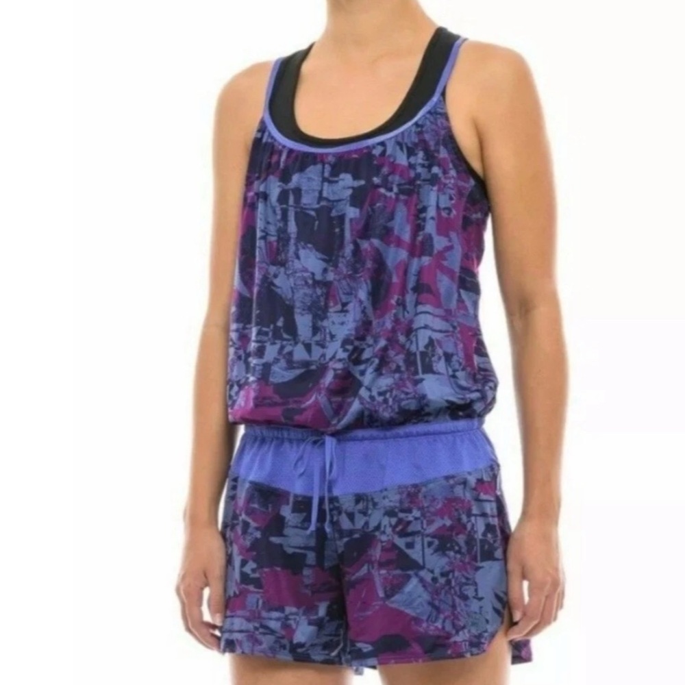 The North Face Women's Renagade Abstract Purple and Blue Romper NWOT